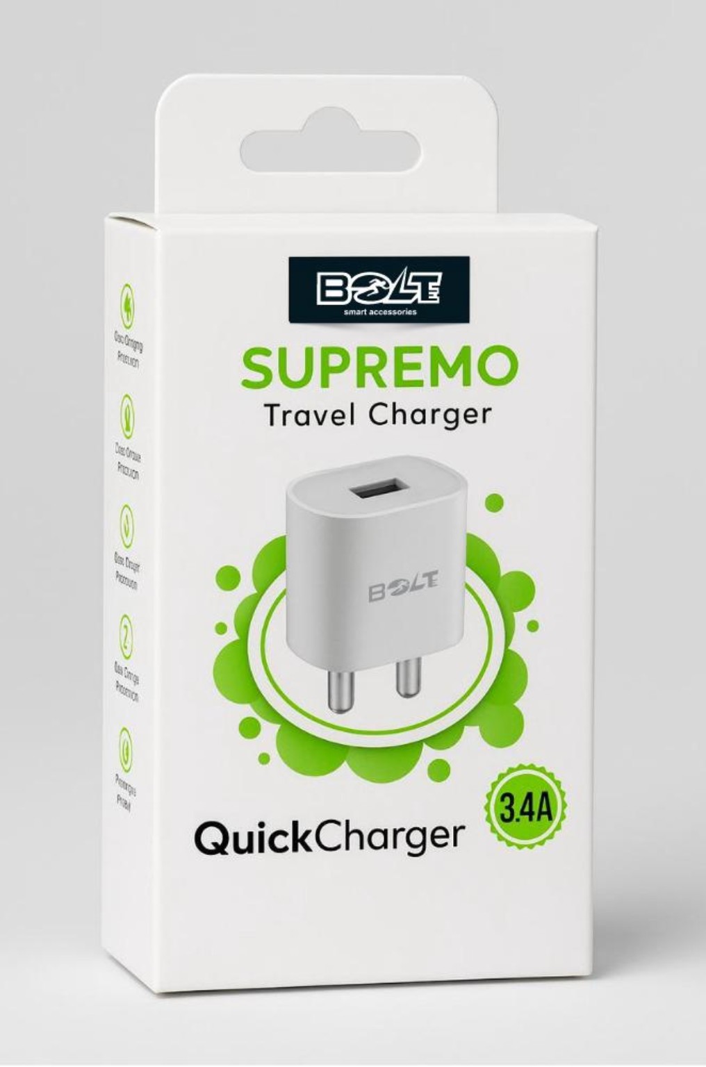 Bolte 3.4A Charger With Micro Cable With 1 Year Warranty